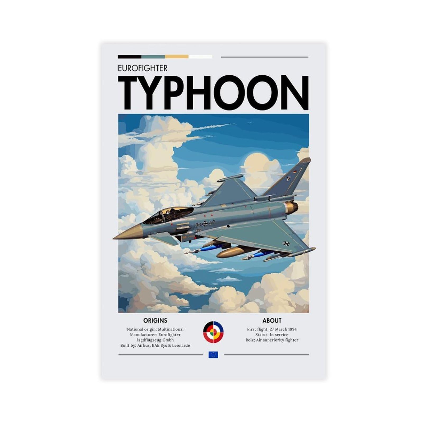 QZFNCOYU Eurofighter Typhoon Poster Canvas Poster Bedroom Decor Landscape Office Room Decor Gift 24x36inch(60x90cm)