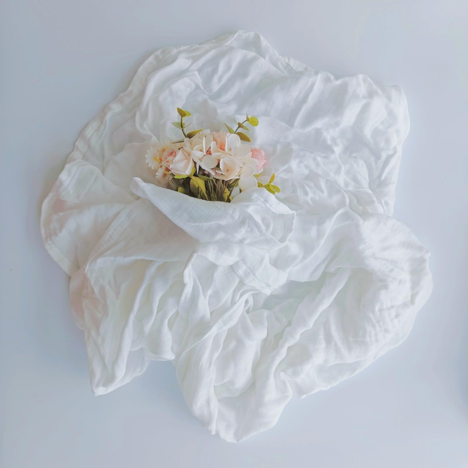 Manta de muselina para recién nacido, 110 x 120 cm, lisa, suave, sedosa, muselina, manta de bienvenida neutra, para recién nacidos, niños y niñas, grande, color blanco