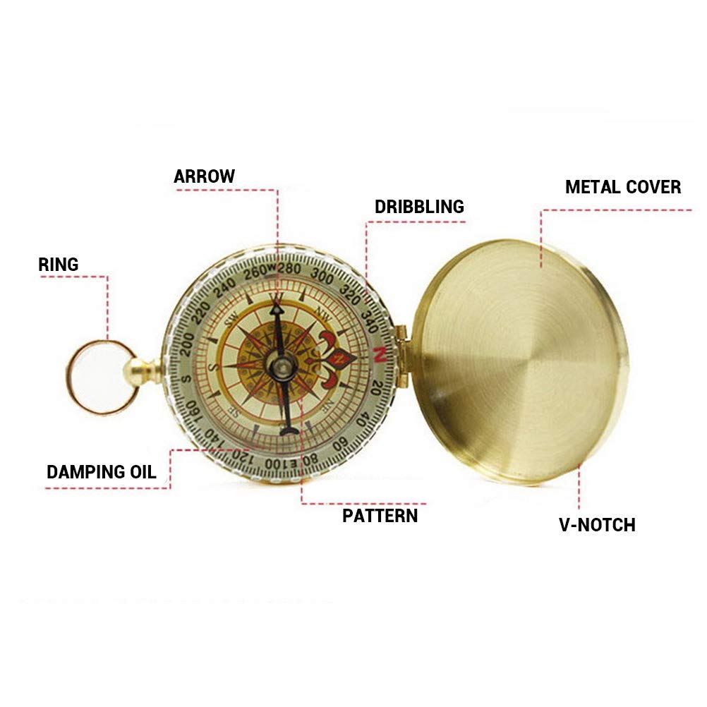 Boussole Randonnée Boussole D'extérieur Portable En Laiton Boussole De Poche Classique Etanche Boussole De Marche A Rabat Avec Chiffres Lumineux Pour Camping Rand 98848696 Boussole Enfant