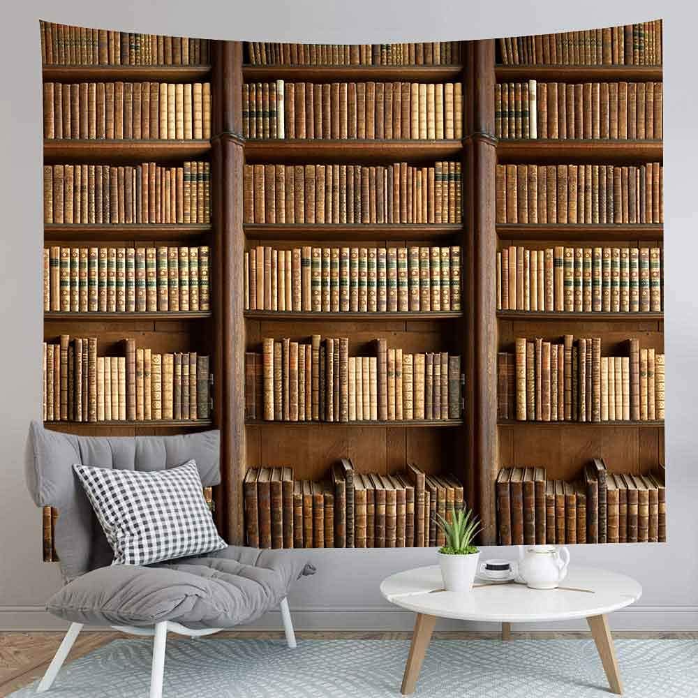 Amazon.co.jp: ヴィンテージ本棚タペストリー古い本古代図書館木製本棚