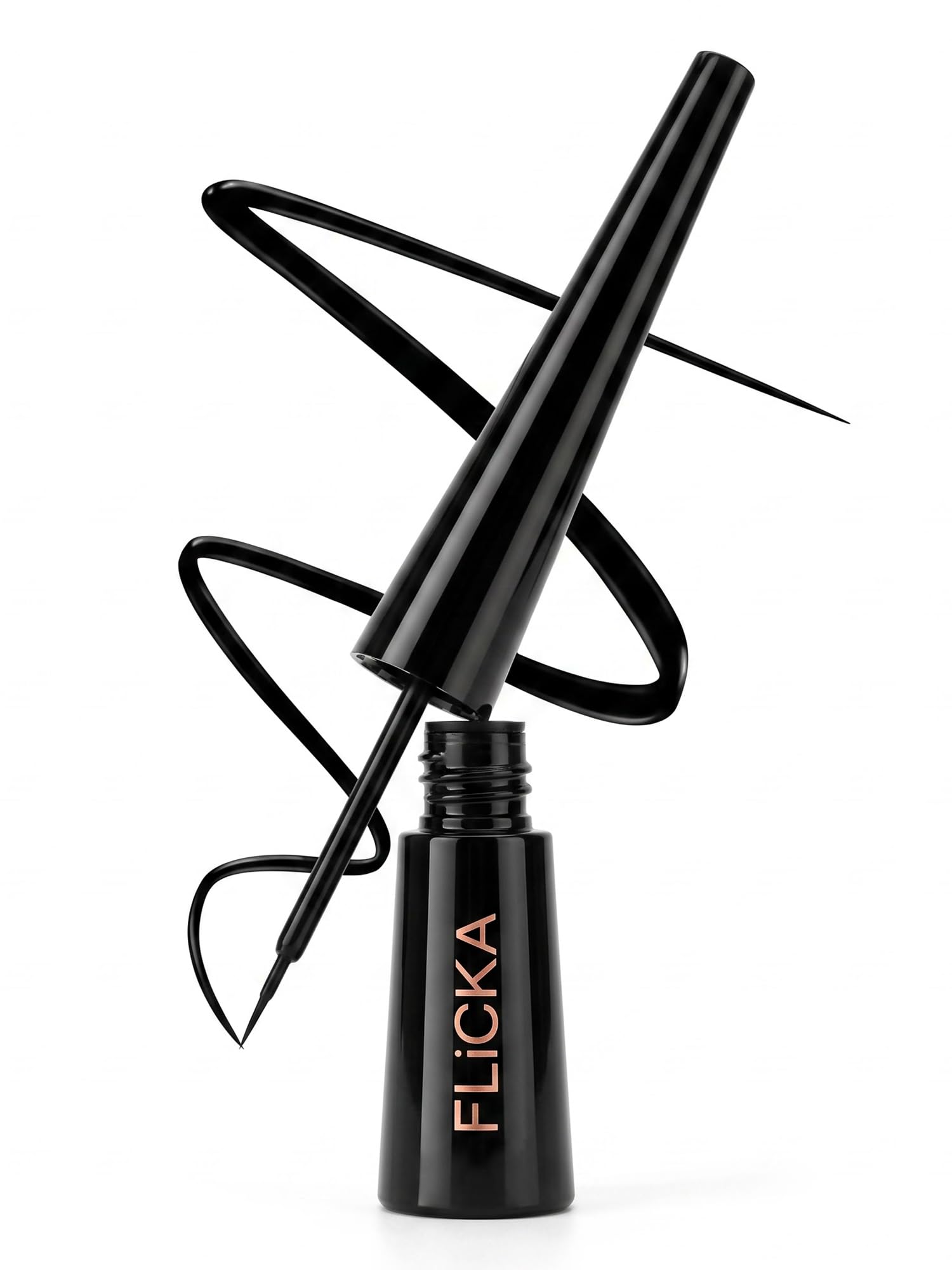 FLiCKA Jet Black Eyeliner - Waterproof, Smudge-Proof Liquid Eyeliner for Bold & Stunning Eye Looks-image-22