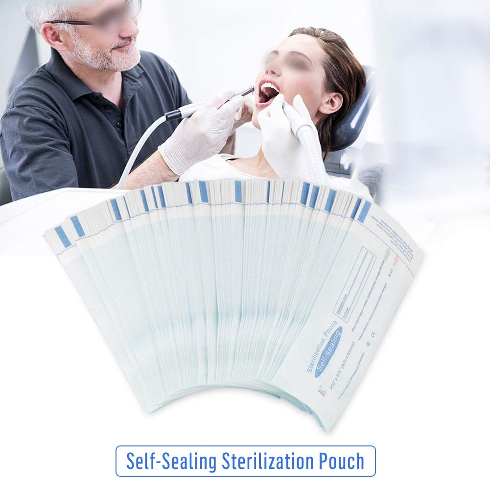 Yosoo Sachet Hermétique, Sac de stérilisation Auto-scellant, 200 Sacs de stérilisateur d'autoclave Sacs de stérilisation Dentaire pour Outils de Dentiste, Outils de Nettoyage