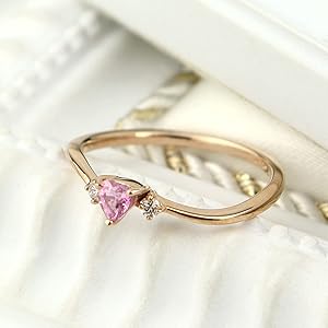 Amazon | 新宿銀の蔵 K18 ピンクサファイア ハート リング (10号) 指輪