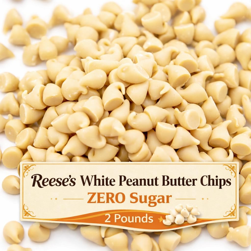 Tundras Reese'Speanut Butter Chips Zero Sugar Peanut Butter Baking - 2 Lb - Gluten Free, No Artificial Dyes Or Preservatives, Perfect For Baking And Filling Socks And Great For Compartment