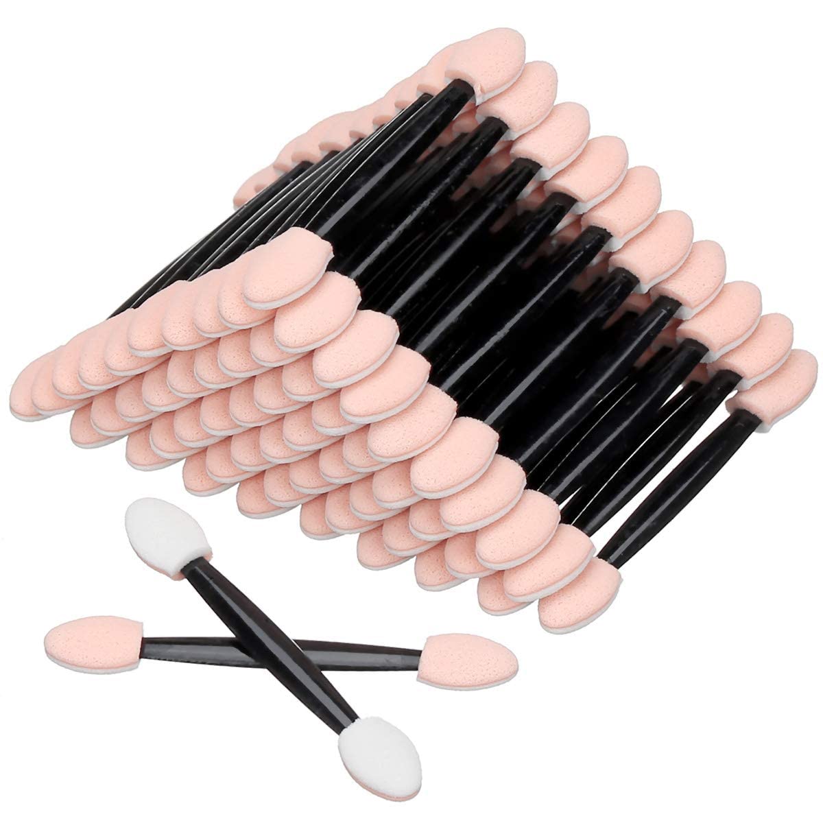 Akstore Disposable Dual Sides Eye Shadow Sponge Applicator Eyeshadow Brushes Makeup Brush 30PCS-Black