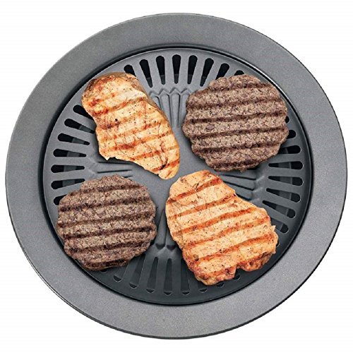 BBQ Grill Pan,SONSAN Smokeless Stovetop BBQ Grill Pan Stainless Steel Card Type Non-Stick Cooking Pan Round Shape Ceramic
