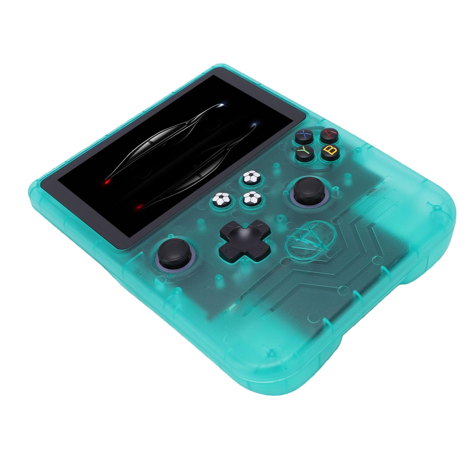 LICAEVEY Retro-Handheld-Spielekonsole, Tragbare Spielekonsole mit 6-Zoll-HD-Bildschirm, Zwei RGB-Joysticks, 6000-mAh-batterie, 128 GB Speicher für Reisen und Retro-Game-Spieler (Transparentes Grün)