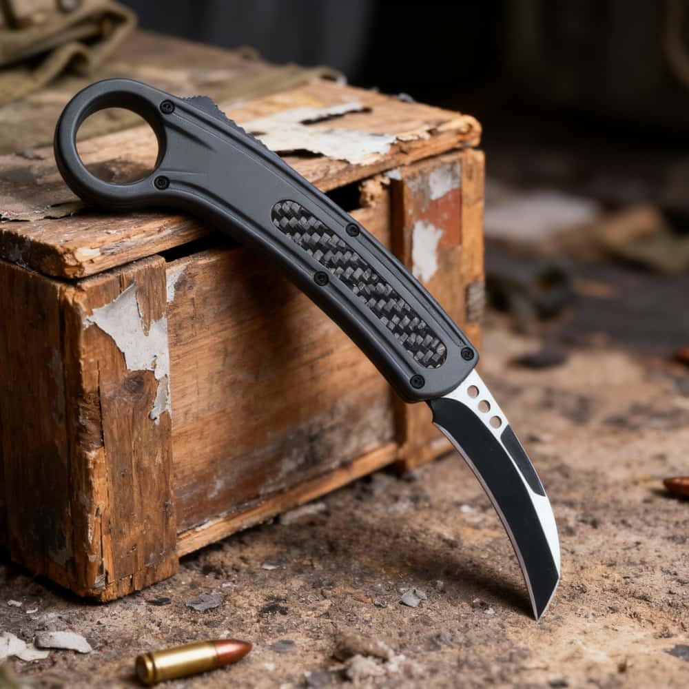 Pocket Knife, Folding Knife, Camping Outdoor edc Knives with Clip, 2.95" Steel Blade, Zinc Alloy inlay Carbon Fibre Handle