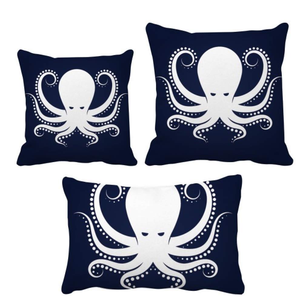 Coussin poulpe vie marine noir et blanc lot de housses de canapé