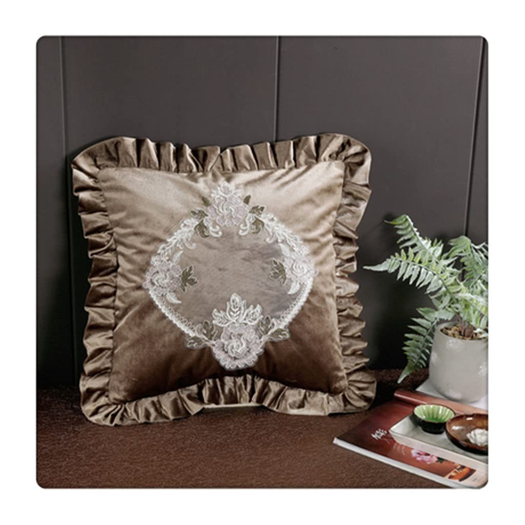 Housse de coussin bleu nordique 45x45 cm avec dentelle pour canapé et décoration salon