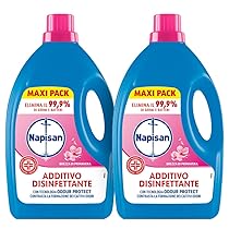 Napisan Additivo Disinfettante Lavatrice alla fragranza Brezza di Primavera, 2 Confezioni da 2.2 Litri di Additivo Liquido per Lavatrice, Contro i Batteri e i Cattivi Odori