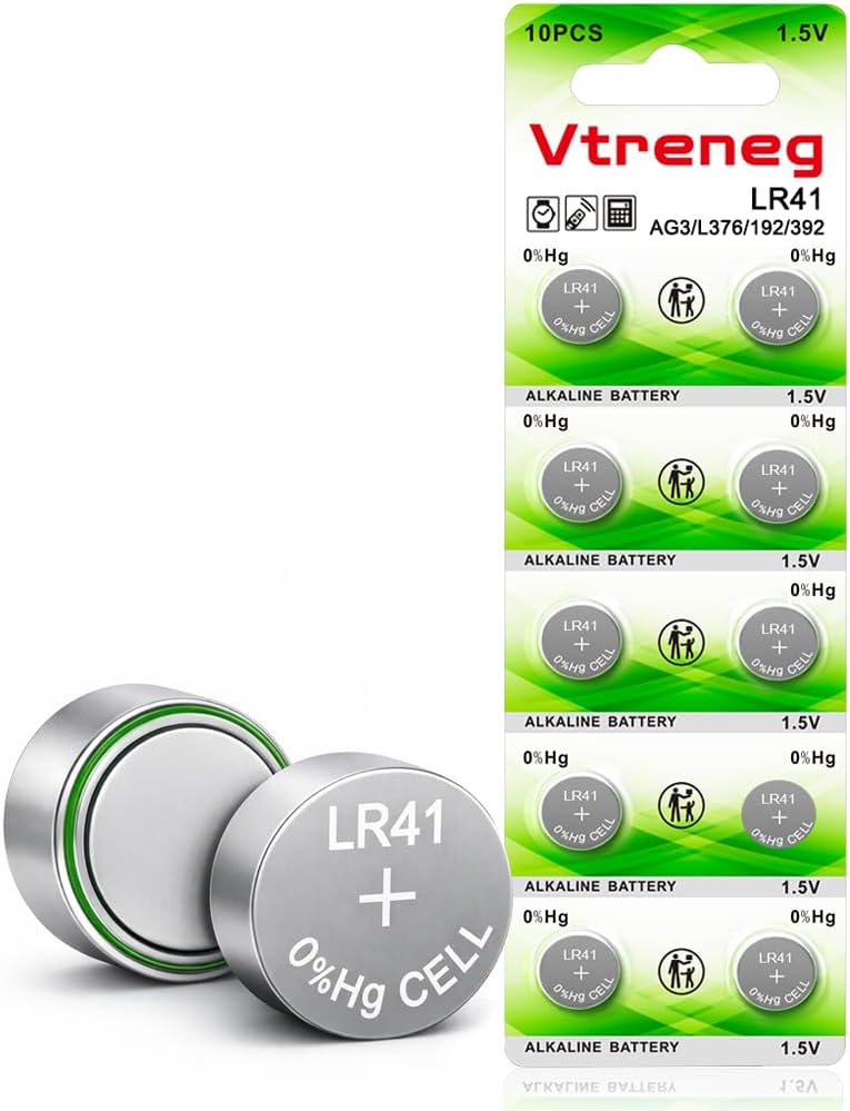 10 Count LR41 Button Batteries, AG3 392 384 192 1.5V Alkaline Batteries | for Watches, Calculators, Key Fobs, Toys & Small Electronics, Leak-Proof