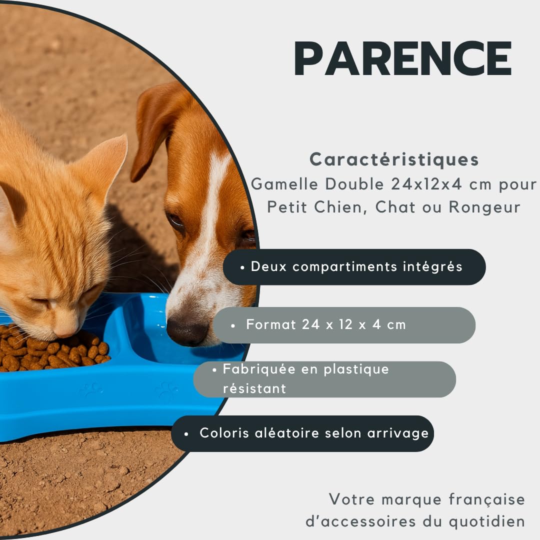 PARENCE.- Gamelle Double 24x12x4 cm pour Petit Chien