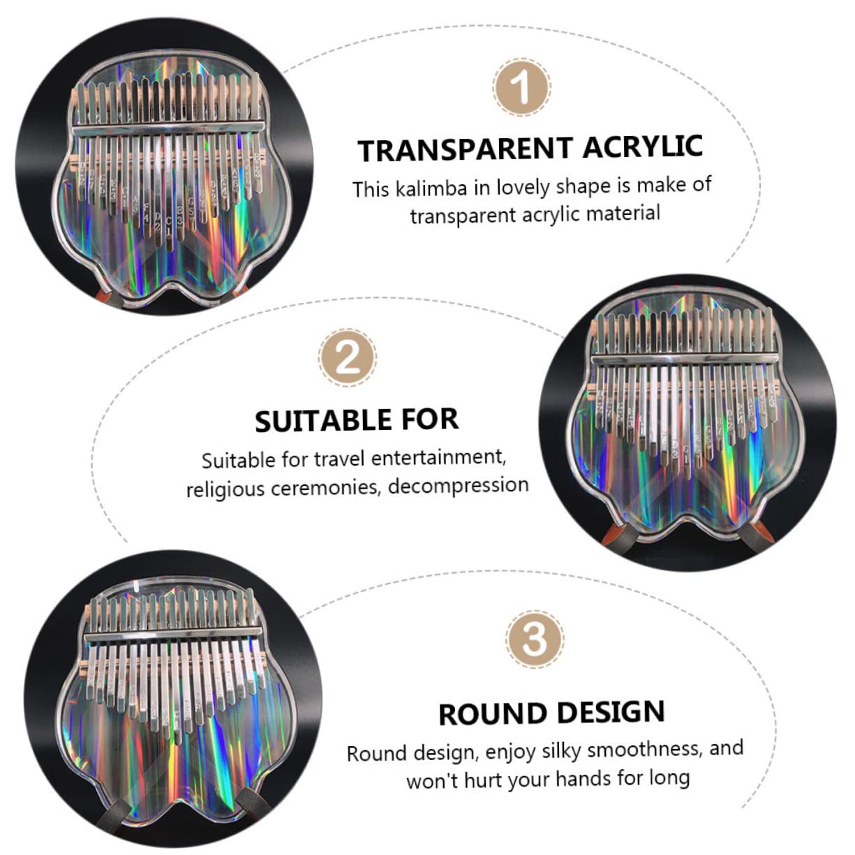 Mikinona 1set Mini Pianola Kalimba Trasparente Tasti Per Principianti Strumento Musicale Portatile Acrilico Per Adulti Inclusa Scatola Di Trasporto Per Performance