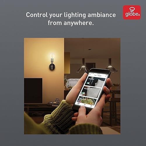 Miniatura 2 de GLOBE Bombilla LED eléctrica 34920 Wi-Fi Smart de 5.5 W (equivalente a 60 W) de filamento recto, blanco transparente, no requiere concentrador,