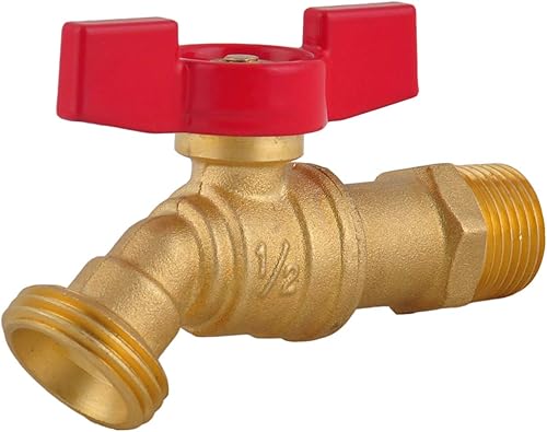 Miniatura 2 de LD Valve - Manguera macho Bibb 12 pulgada MIP X 34 pulgadas MHT para riego de jardín, babero de manguera de cierre de 14 con mango en T (paquete de