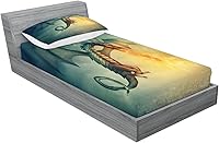 Vista 238 de Lunarable Grey Fitted Sheet & Pillow Sham Set, Pattern with Random Footprints Paw Traces Pet Legs Friendly Cats and Dogs, Decorative Printed 3 Piece