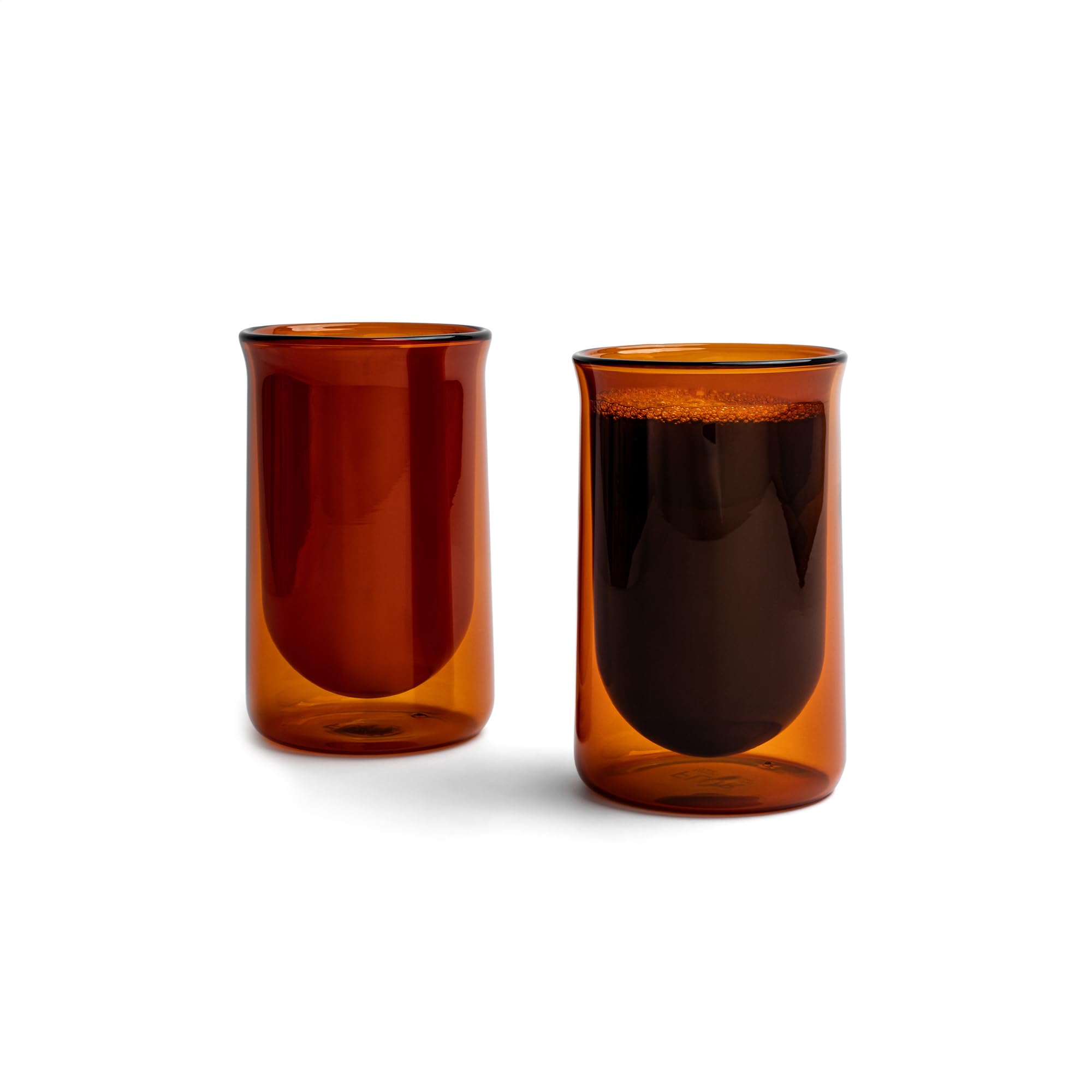 FLUR Tasting Glasses (Set of 2) Perfect for Coffee, Matcha, Tea & More – For Hot or Iced Drinks – Double-Walled Borosilicate Glass – Handmade, Lightweight & Durable – 11oz (Amber)