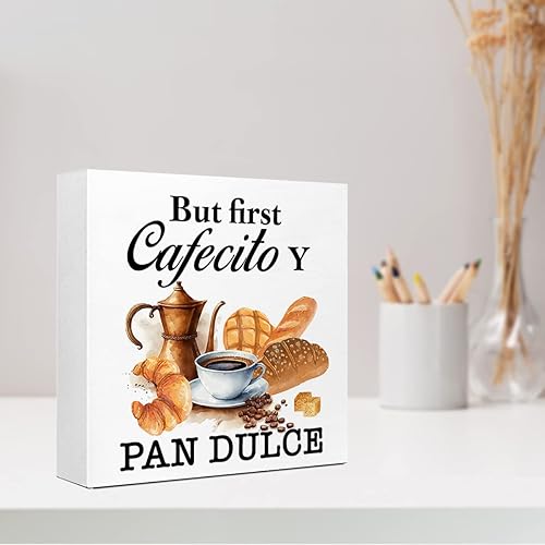 Miniatura 4 de LVQHI Letrero de cafetería en español, pero primer cafecito y pan dulce, pero primer café, accesorios de cocina mexicana, decoración de cita de mesa