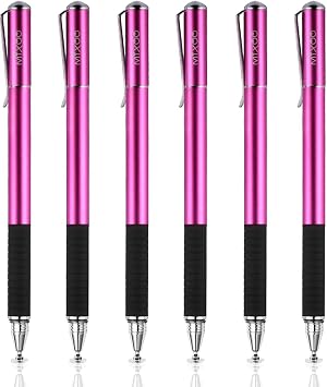 Mixoo Universal Stylus Pen for Touchscreen iPhone iPad Android Tablet Apple Kindle Switch Chromebook Galaxy All Touch Screens, Disc & Fiber Tip 2 in 1 Stylus Pens for Touch Screens (6 Purple)