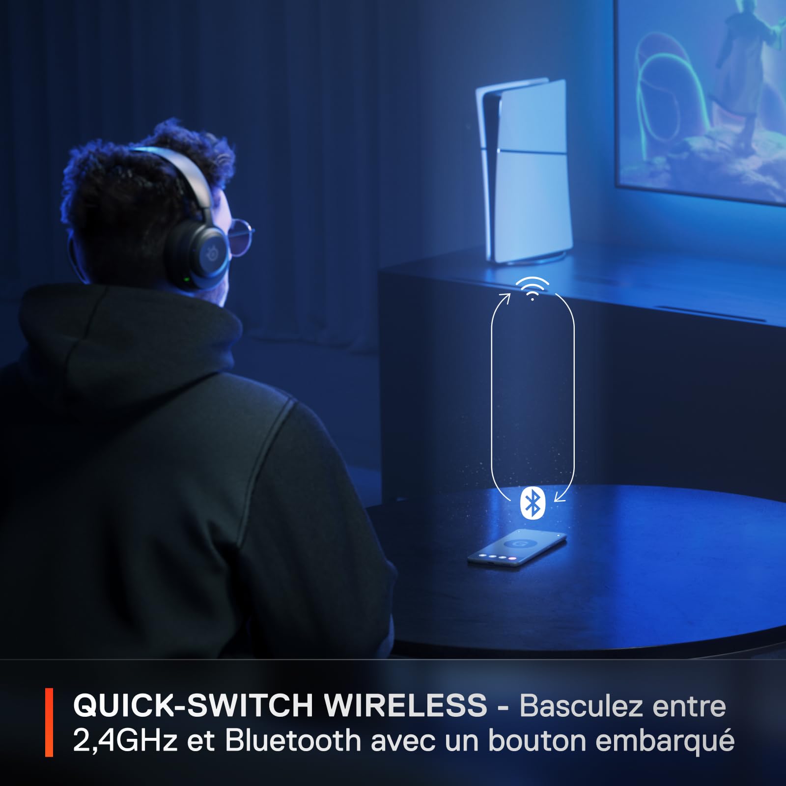 SteelSeries Arctis Nova 5P Casque Gaming PS5 Sans Fil - Haut-parleurs magnétiques néodyme - 100+ profils audio - Batterie 60h - 2,4GHz ou BT - Micro ClearCast Gen 2.X - Pour PS4/5, PC, Switch, Mobile