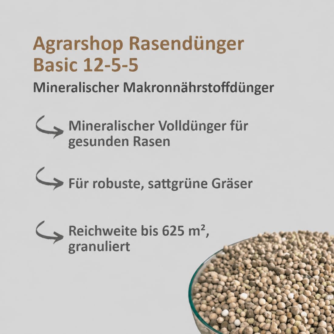 Fertilizzante per Prato Eco 12-5 di 5 25 kg, fertilizzante completo, fino a 600 m²