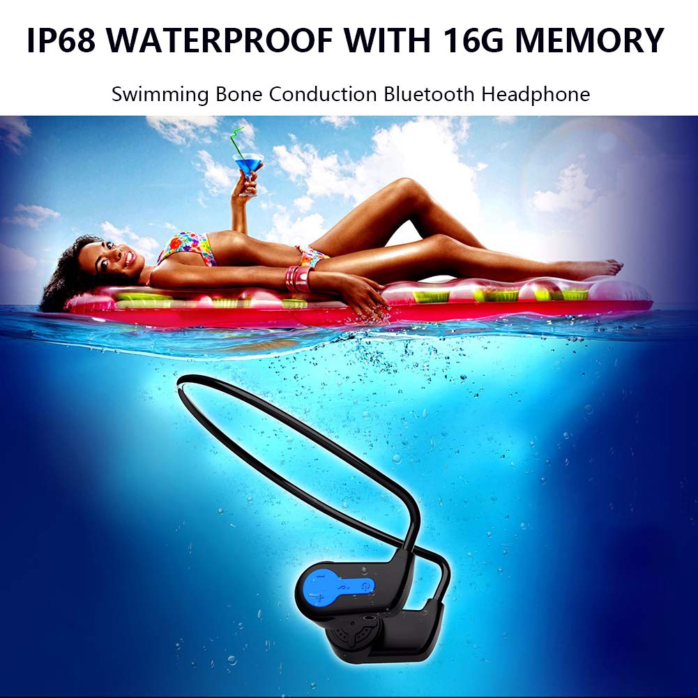 Bezprzewodowe słuchawki do pływania, wodoodporne IP68, słuchawki Bluetooth 5.0, słuchawki z otwartym uchem, sportowy zestaw słuchawkowy z pamięcią 16 G, odtwarzacz muzyki MP3 do biegania,
