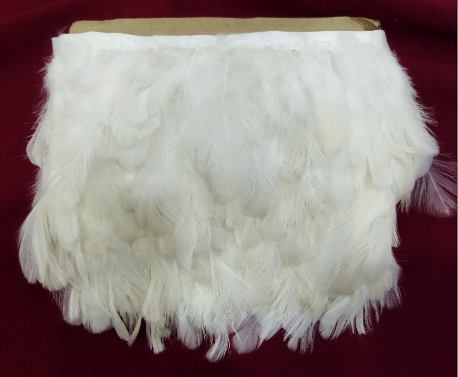 GensonGenson Vrb Dec Natural Hackle Pointed Dyed Feathers Trim Fringe Lace (3-5 Inch) (9 Meters) (Cool White)