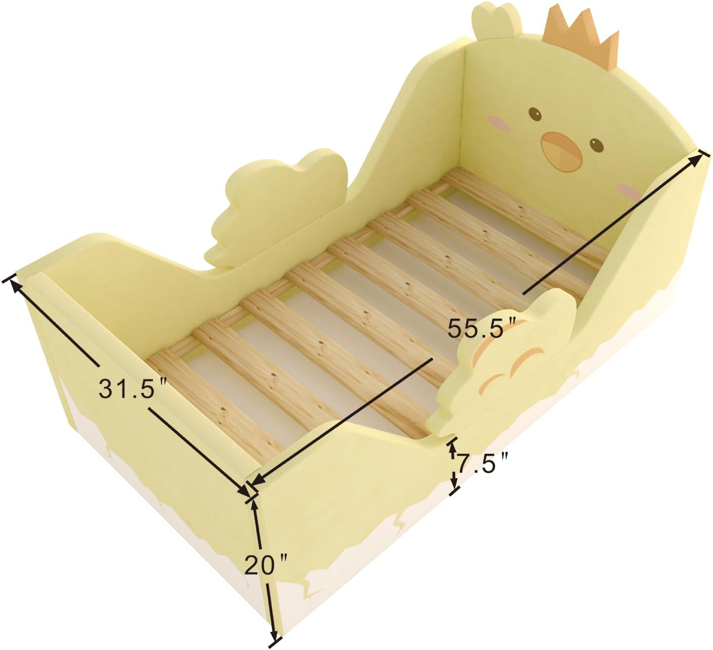 weeonekids Toddler Beds, Child Bed for Kids with Extra Safty Broad, Standard Crib Size Animal Toddler Bed, Certified Fabric Toddler Beds,Toddler Floor Beds (Chick)