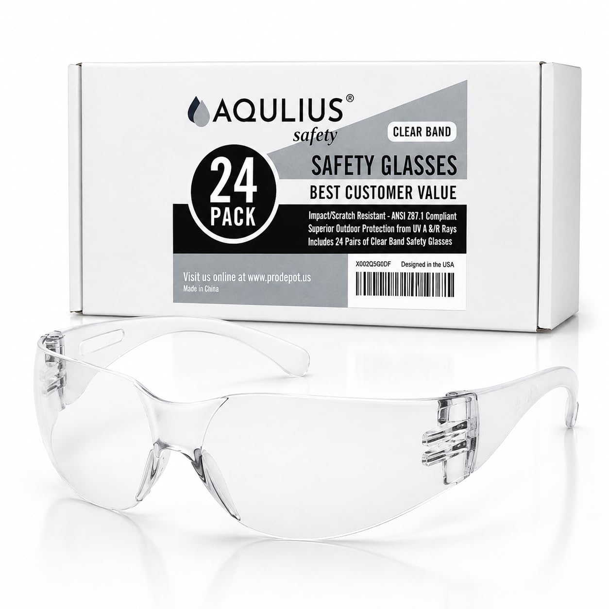 Aqulius Safety Glasses - 24-Pack, for Men & Women, ANSI Z78.1 Certified