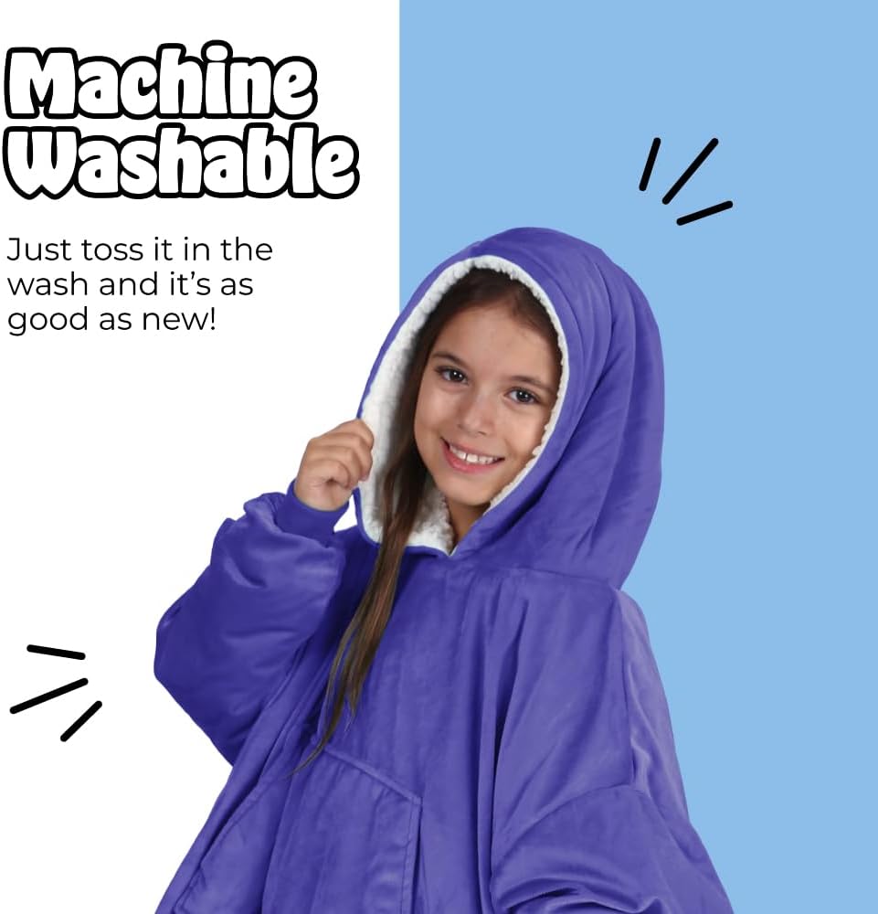 THE COMFY Original Jr for Kids | Oversized Sherpa Fleece Wearable Blanket with Hood & Pocket | Seen on Shark Tank - Image 7