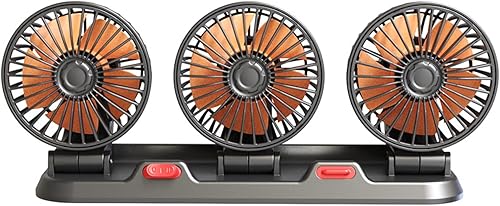 Ventilador de coche de triple cabezal (51224V -3 tamaños de potencia y rotación de 360 grados)  Accesorios de verano. Alto flujo de aire de 2