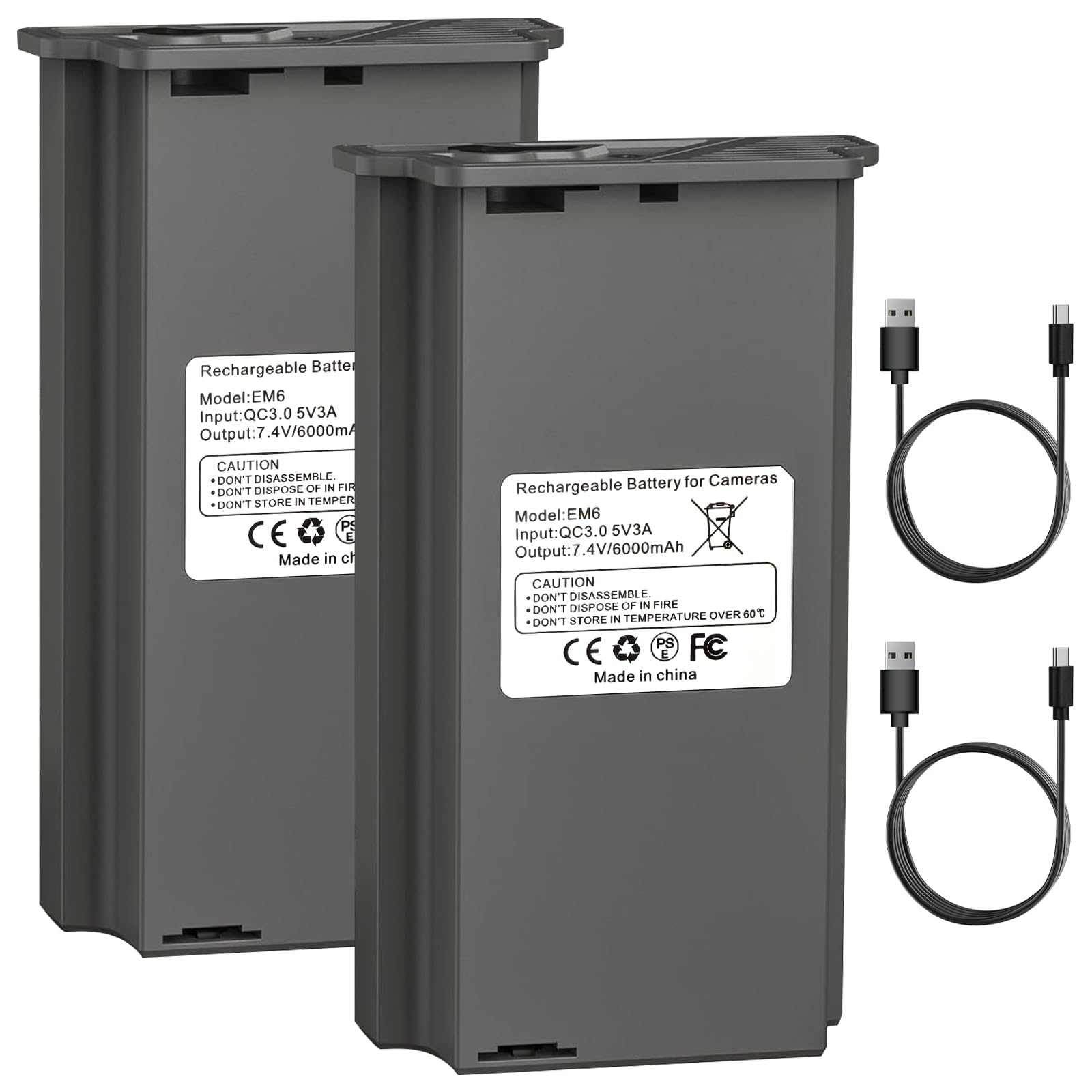 TEMZICK 2-Pack 6000mAh EM6 for Reveal Cameras