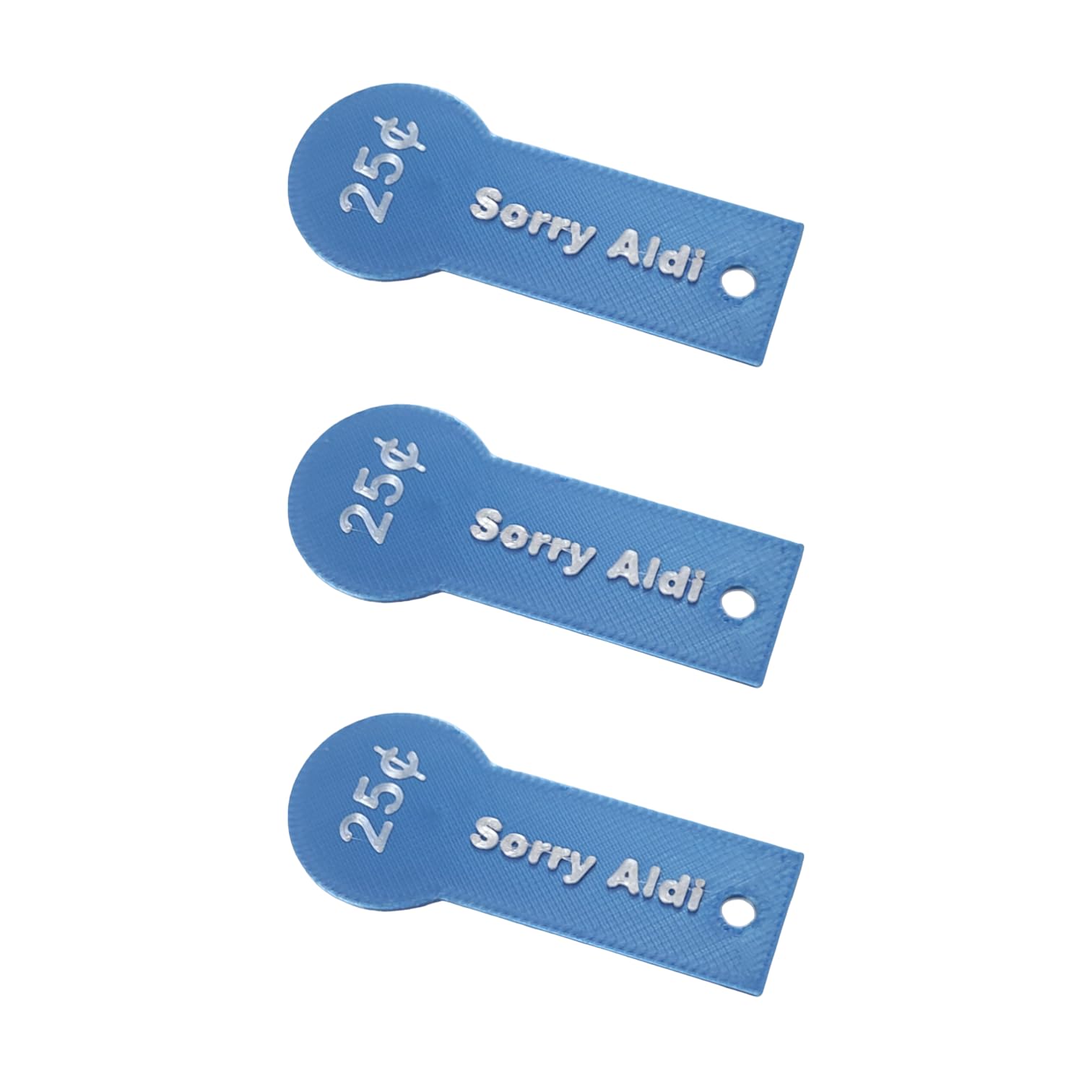 Aldi Shopping Cart Quarter Tool for Shopping Carts 25 Cents Holder Keychain Key Fob Coin (3 Pack, Blue)