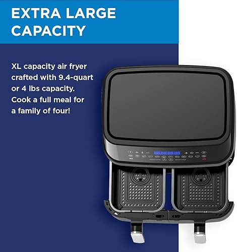 Miniatura 4 de Westinghouse Freidora de aire de doble zona freidora de aire doble hecha a mano con 2 cestas independientes calentador y control separados 12