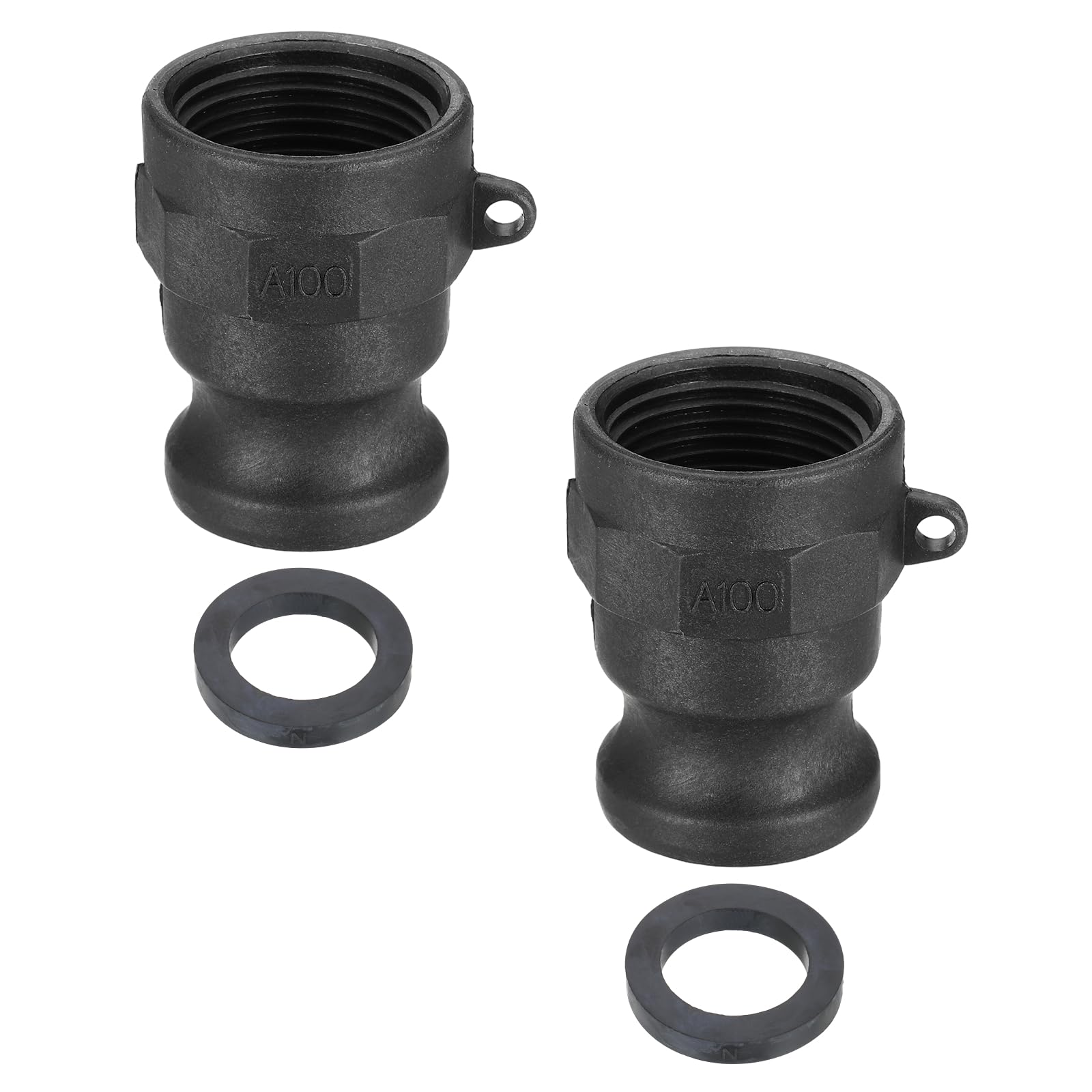 PATIKIL 1" アルミニウムカムアンドグルーブフィッティング2個 パートA ダストプラグ メスアダプター フィメールNPTスレッド カムロックフィッティング クイックディスコネクトカップリング カムロックホースアダプター黒