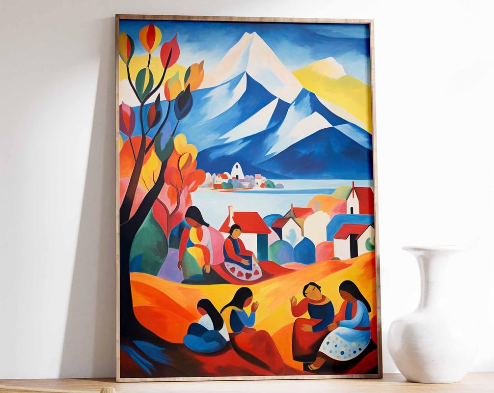 3 Chile Art Print Vintage Chilean Floral Poster Indigenous art Folk Art Poster South American De Poster A5 - Wall Art Home Decor Movie Poster Canvas Film Cinema Retro Vintage Cult Classic Nostargic S