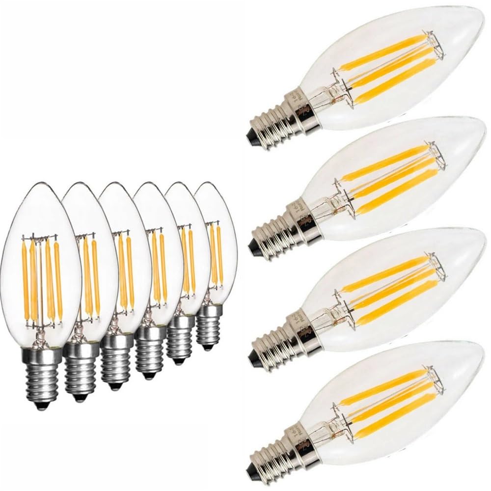 fengyan Casa bombillas 10pcs AC220-240V Retro 2W 4W 6W LED Bulbo de filamento DIRIGIÓ Bombillas E14 Lámpara de cubierta de vidrio ahorro de energía for la decoración de barra de oficina en casa Famili