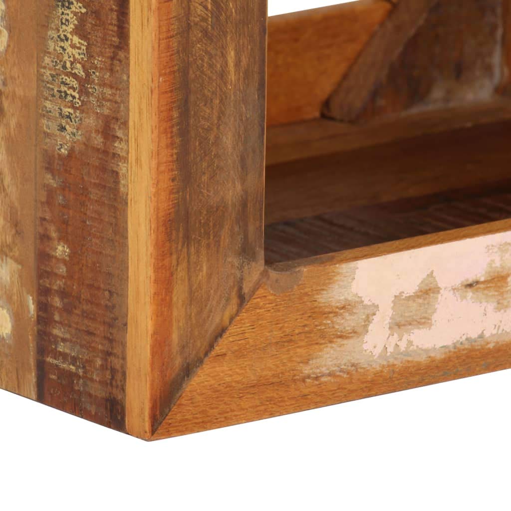 Hocker aus Massivholz 40x30x40 cm Altholz Beistelltisch Rustikal Vintage Couchtisch mit Ablagefach Unikat Massivholzmöbel für Wohnzimmer und Schlafzimmer - Braun