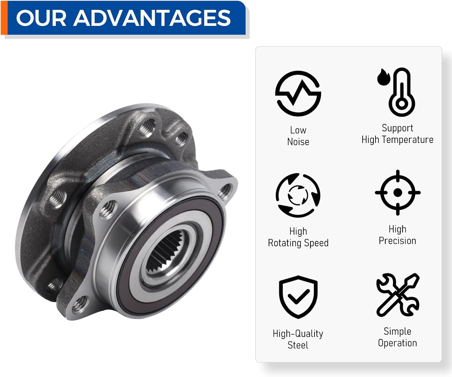 PAROD 2PCS Front 513348 Wheel Hub & Bearing Assembly Fit for 2015-2016 Chrysler 200, 2013-2016 Dodge Dart