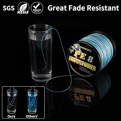 Miniatura 4 de Línea de pesca trenzada PE 4 8  Resistente a la abrasión  Resistente a la decoloración  Fundido más largo  Más delgado y suave  Azul camuflaje,