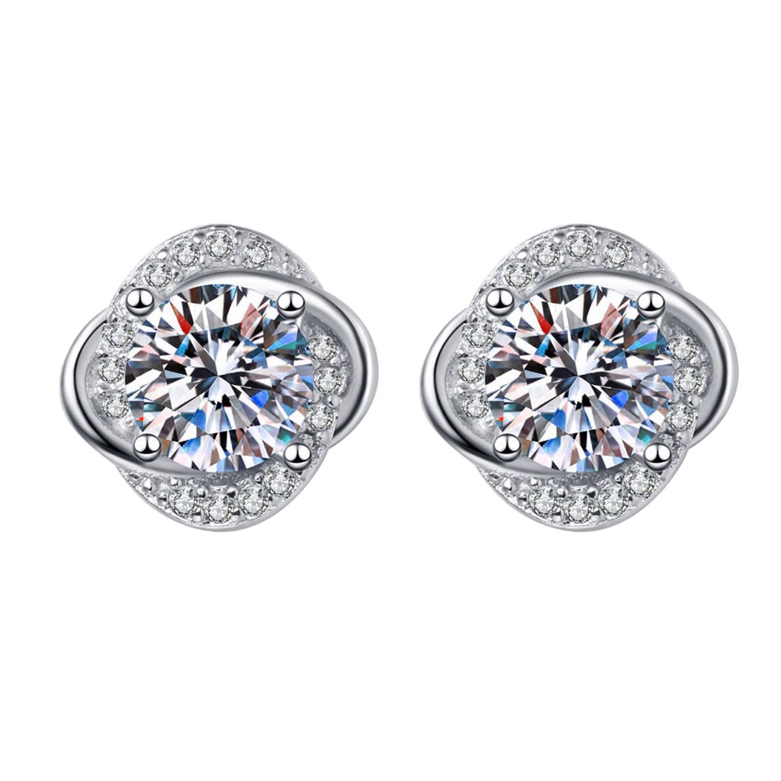 Today Lightning Deals Prime Flower Stud Earrings 925 Sterling Silver Plumeria Earrings for Women Hypoallergenic Cubic Zircon Cute Flower Stud Earrings Jewelry Gifts for Birthday Christmas