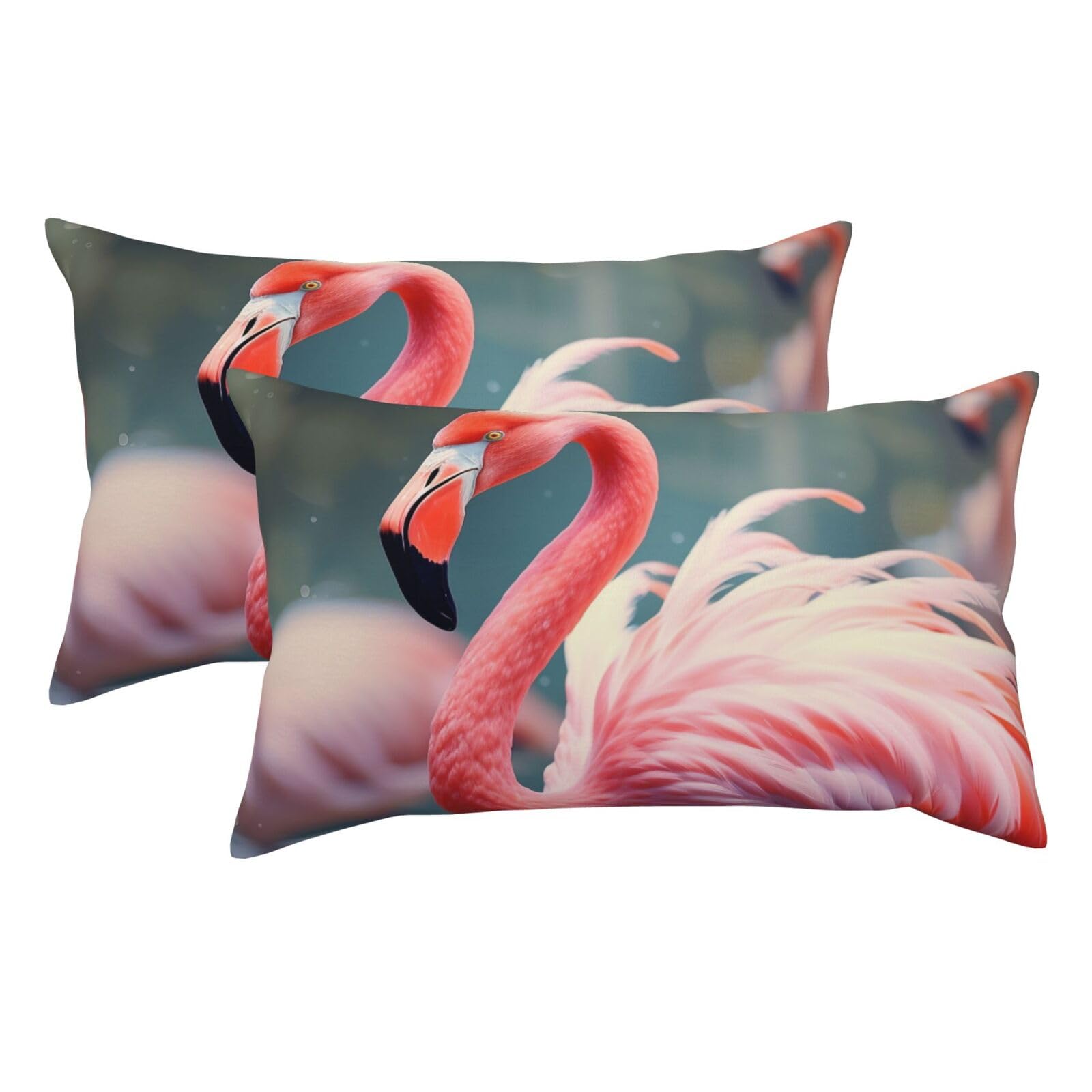 2 Pack King Size Pillow Cases for Hair and Skin Soft Breathable Pillow Case Covers with Hidden Zipper Pink Flamingo Pillowcase 20x36 Inches Pillow Covers for Sleeping Gift