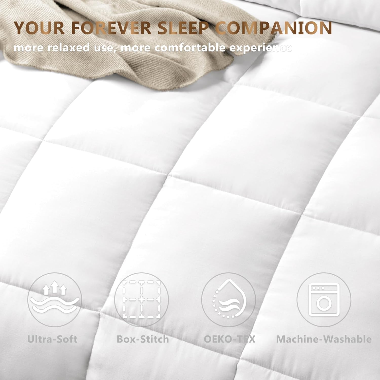 ACCURATEX Couette légère 250 g/m², enveloppe 100% Coton, 200×200 cm | douce & respirante, garnissage effet duvet en microfibre, légère et confortable, 8 attaches d'angle, lavable en machine