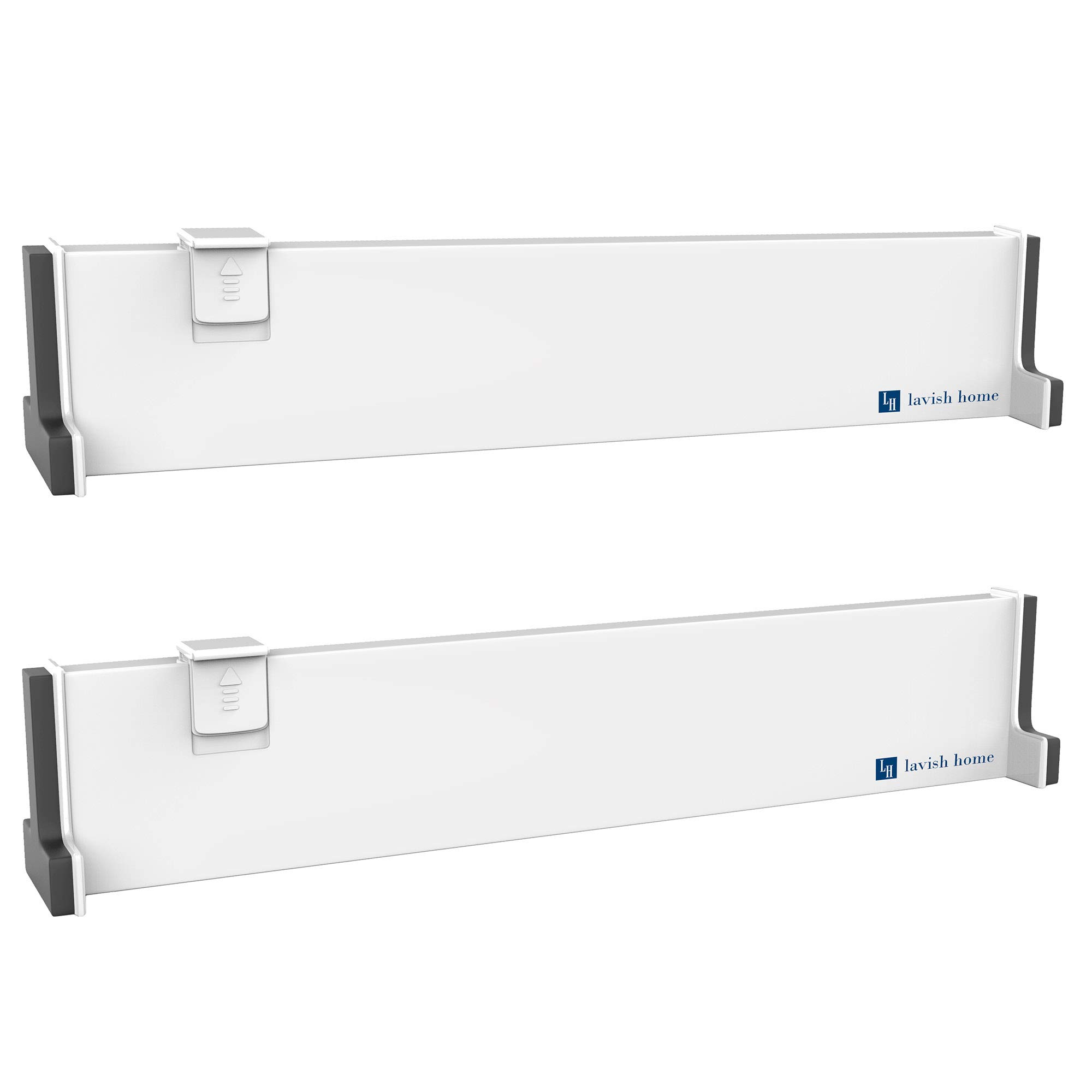 Lavish Home Expandable Drawer Divider and Organizer – Set of 2 Adjustable Household Separators for Kitchen, Dresser, Bedroom, Bathroom and More