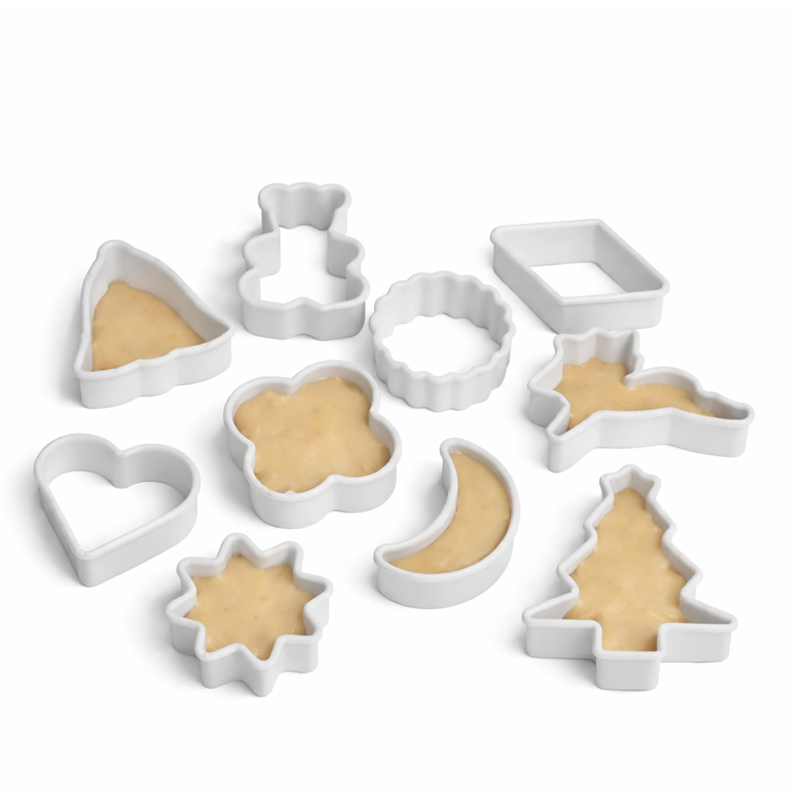Orsina Durable Cookie Cutter 10Pc White Plastic SetSimple To Use Biscuit CuttersDishwasher Safe Cookie Cutters from B&Q