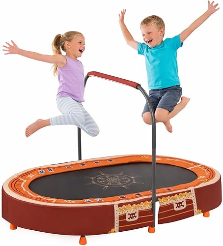 Indoor Trampoline, 55" Foldable Trampoline with Handle, Oval Trampoline for Kids, Play Rebounder, Kids Trampoline Indoor, Gift for Girls Age 3+