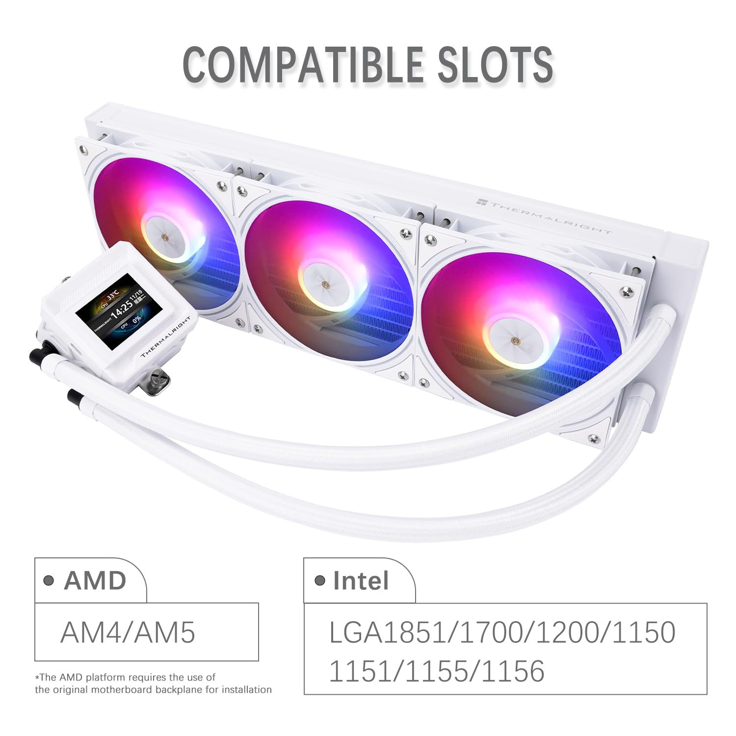 TR-Thermalright FW360 SE ARGB Bianco Liquido CPU Cooler, 2 '' IPS LCD Screen con risoluzione 320x240 magnetico-magnetico, tema schermo fai da te, per AM4/AM5, LGA1851/1700/115x