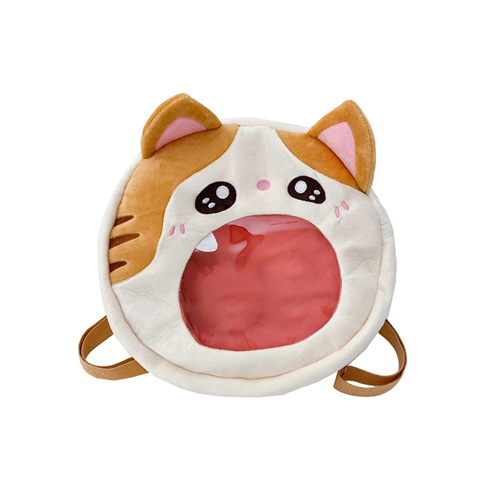 merishopp Cartoon Plush Backpack Cute Large Capacity Portable School Bag Crossbody Bag yellow without doll-picture-10