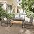 Gizoon 4-Piece Outdoor Patio Furniture Set with Coffee Table and Removable Cushions, Metal Patio Conversation Set for Family, Yard, Poolside (Gray)